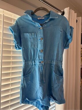 Day & Moon - Light Wash Denim Short Jumpsuit Romper